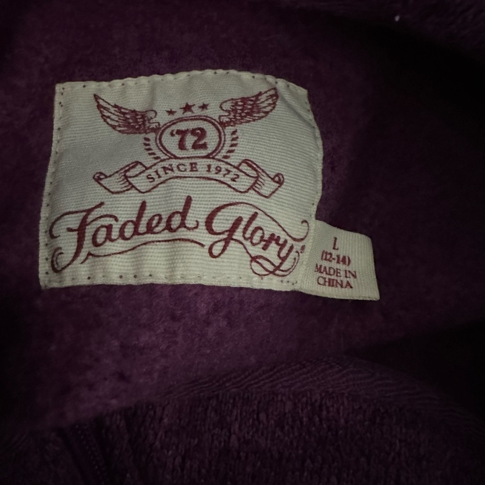 Faded Glory Sweatshirt Women’s L Purple Full Zip Activewear Jacket - Picture 3 of 7